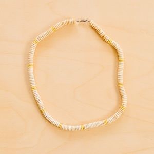 Vintage Mid Century Yellow Wooden Bead Necklace